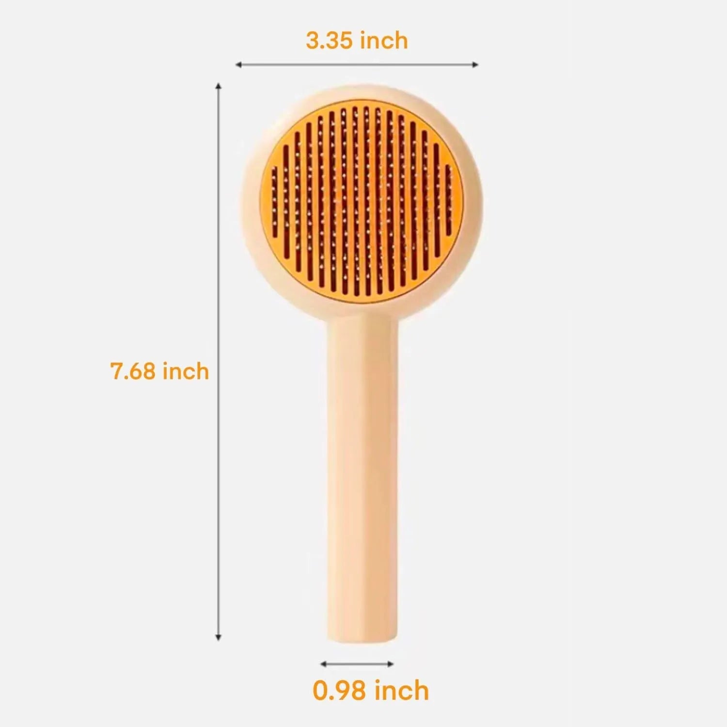 Blue pet grooming brush with metal pins and self-cleaning button for cats and dogs