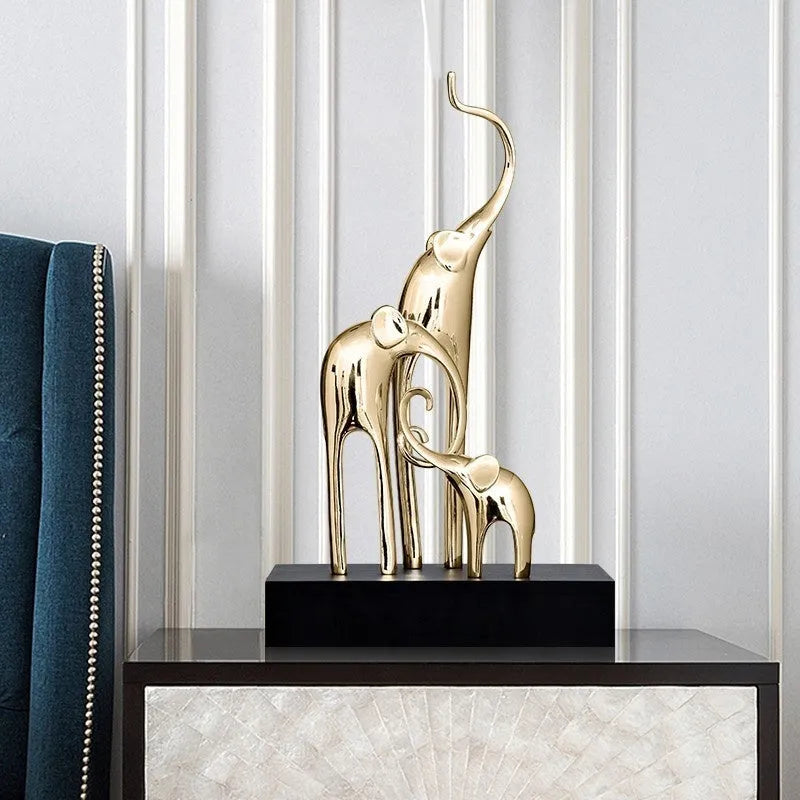 Fortune Bring Elephant resin decorative ornament in European style on a plain background.