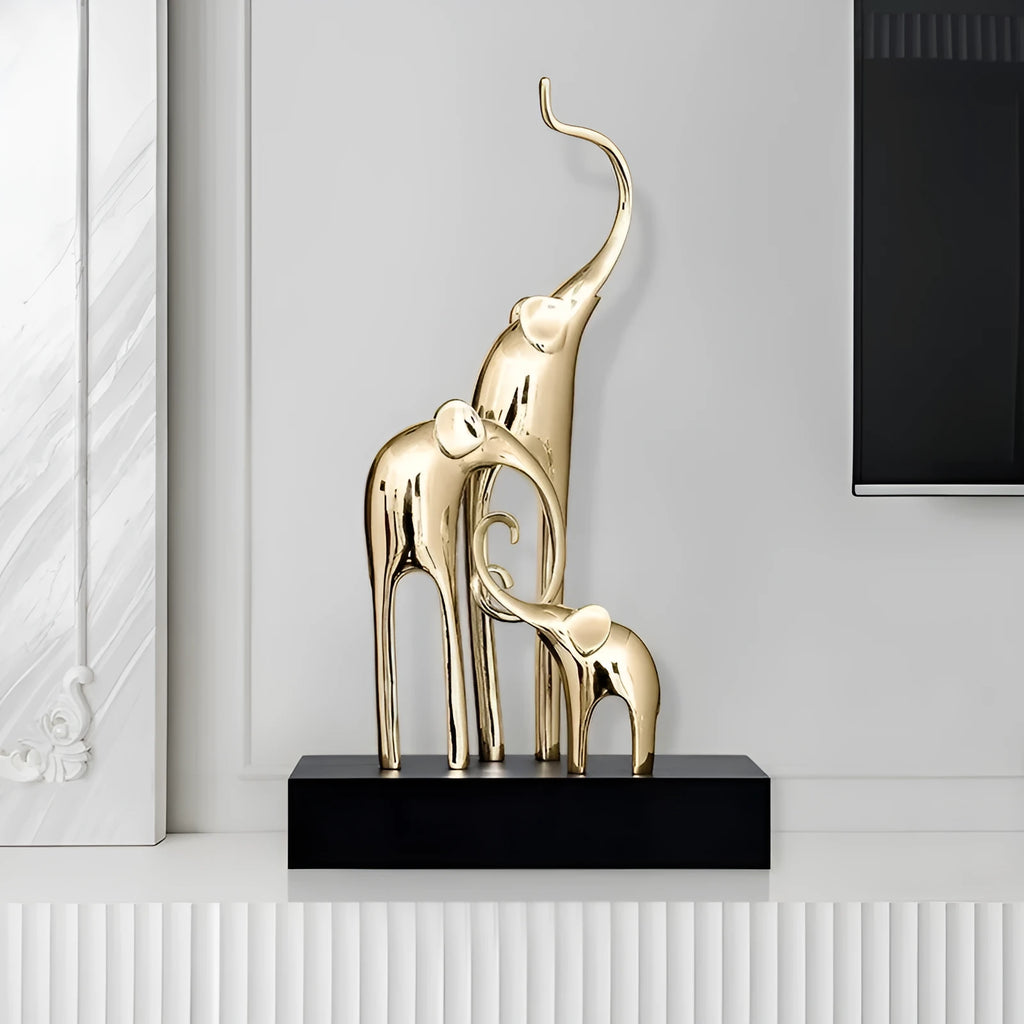 Fortune Bring Elephant resin decorative ornament in European style on a plain background.