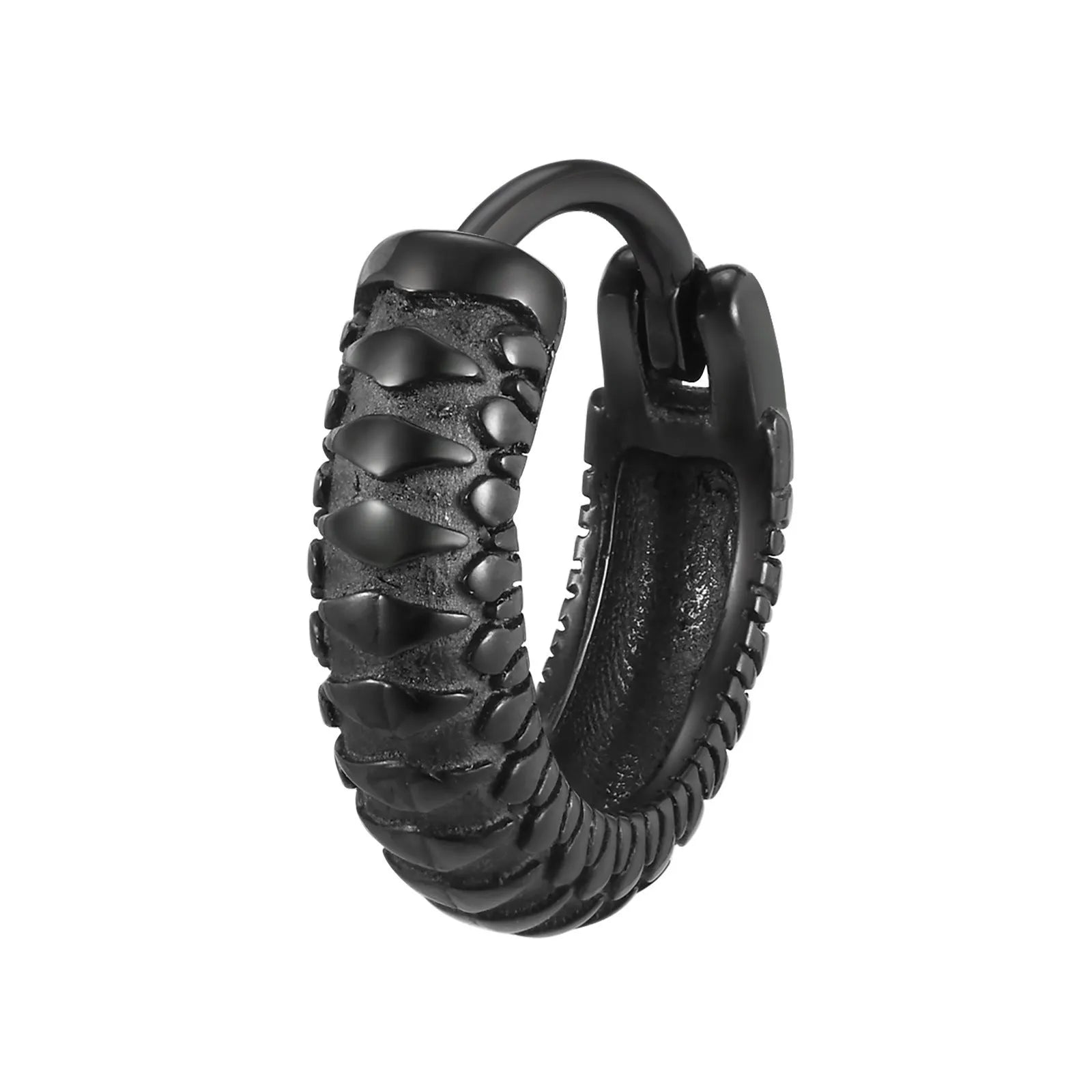 Stainless steel snake pattern earrings in black or gold hip hop style