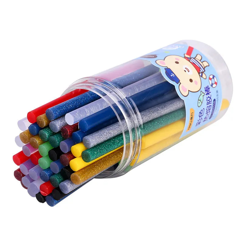 Transparent hot melt glue sticks, 7mm diameter, 55-piece set in packaging
