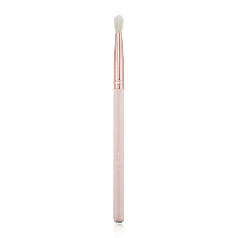 26-piece pink makeup brush set with wooden handles in portable PU case