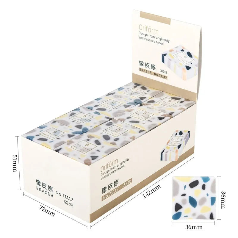 Super Clean Traceless brick design rubber eraser on a white background.