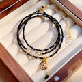 Blue sand stone three-ring bracelet for women with gold accents and multi-layer construction