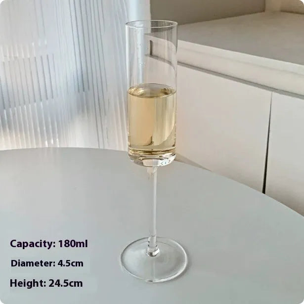 Clear crystal champagne goblet glass with tulip and flute options for wine and spirits