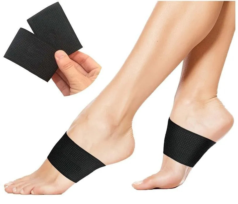 Elastic arch support foot pad in heart style and ordinary style on a neutral background.