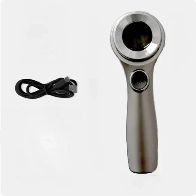 Black handheld magnifying glass with LED light for jewellery and coin appraisal.