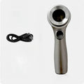 Black handheld magnifying glass with LED light for jewellery and coin appraisal.