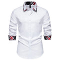 Men's plaid contrast colour shirt with triangle collar and long sleeves