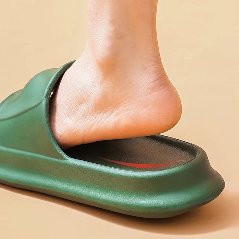 Pair of thick-soled EVA foam flip-flop slippers in a choice of seven colours.