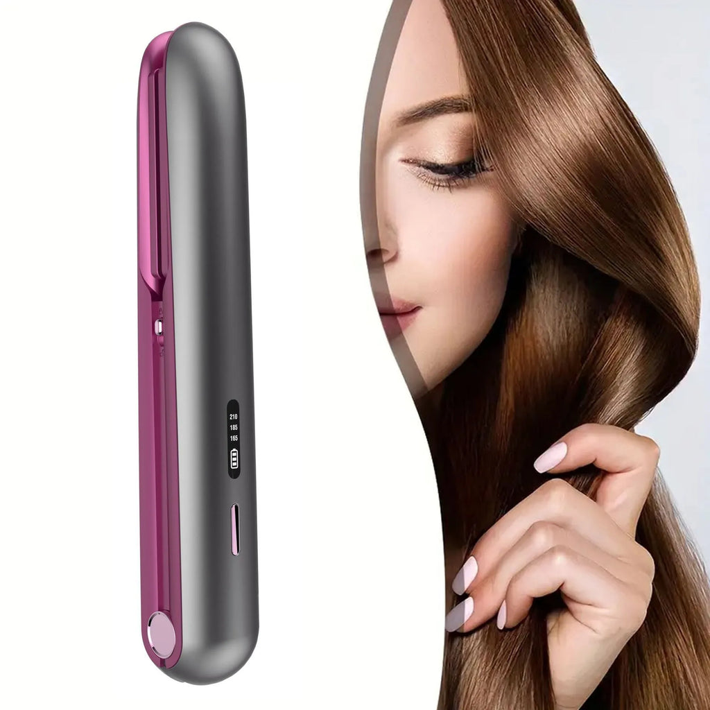 Moon shadow gray wireless hair straightener with tourmaline ceramic plates for bangs