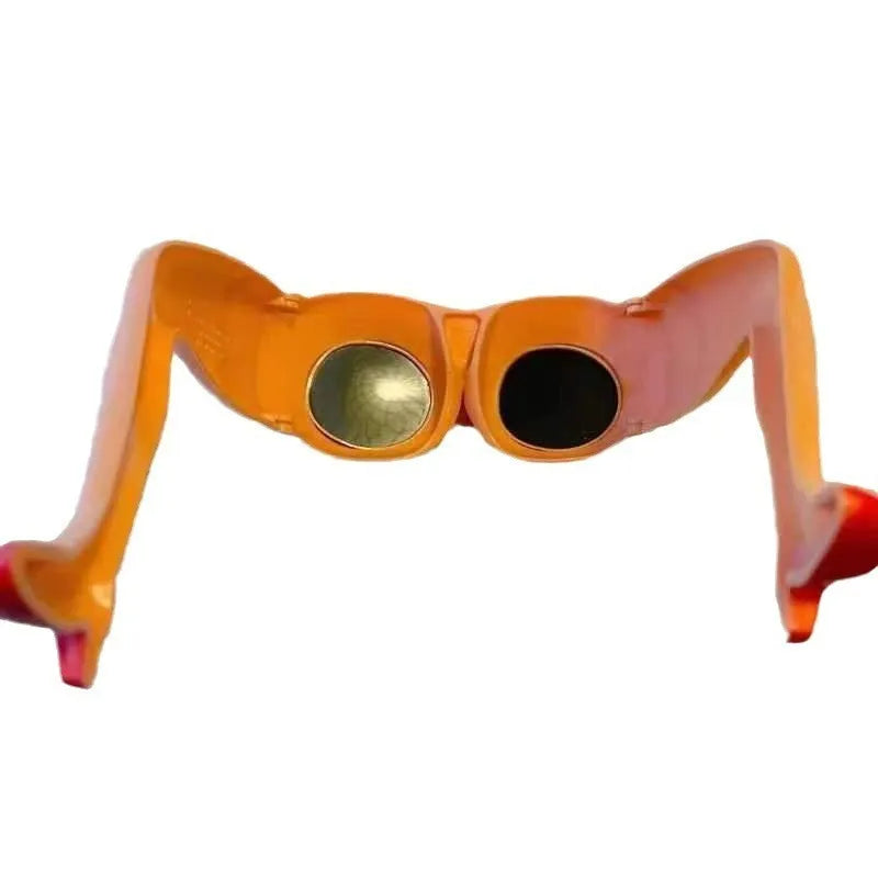 Orange plastic novelty sunglasses with a leg and hip design frame.