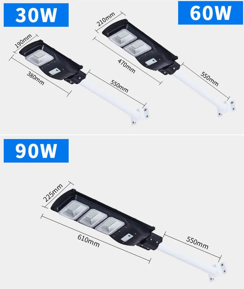 Integrated solar street light with solar panel and LED light in single housing unit for outdoor installation