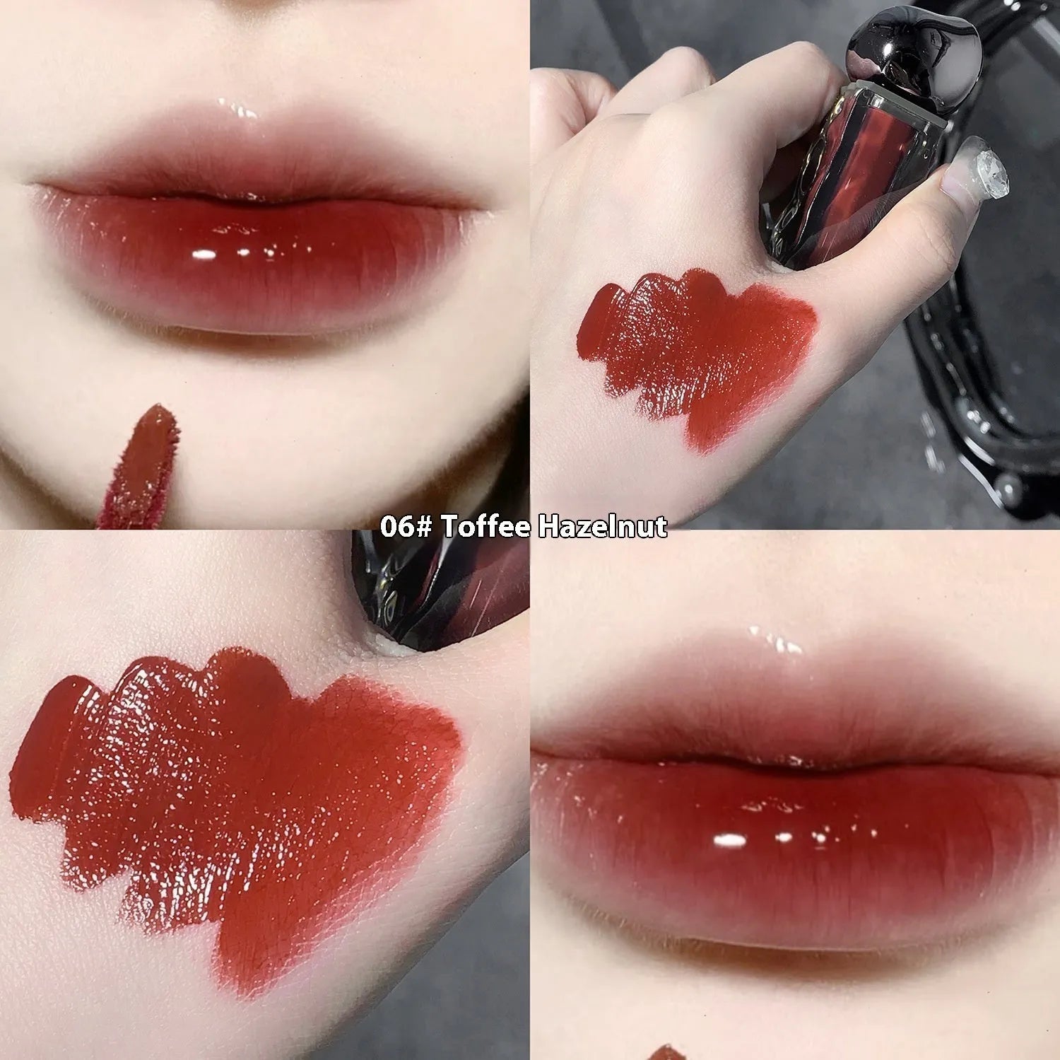 Glacier Lava Lip Lacquer tube with mirror, shown in one of seven colour options.