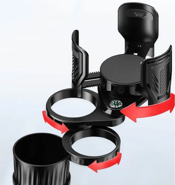Carbon fibre black ABS plastic car cup holder with a retractable adjustable base.