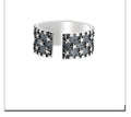 Adjustable 925 sterling silver ring with five pointed star geometric pattern