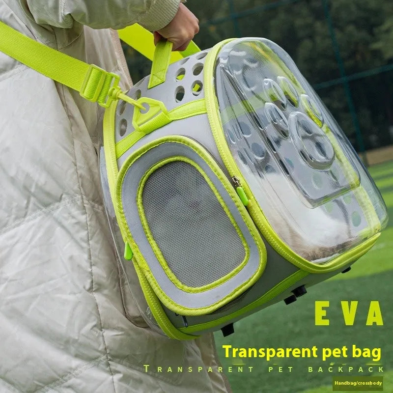 Transparent space capsule backpack for cats with hard EVA construction in multiple colour options