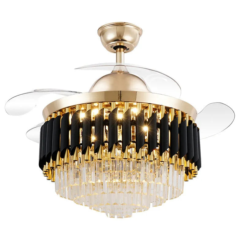 Crystal chandelier design ceiling fan light with LED lighting and remote control