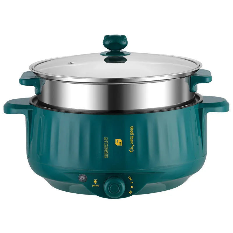Stainless steel electric cooking pot with non-stick surface and multiple cooking functions