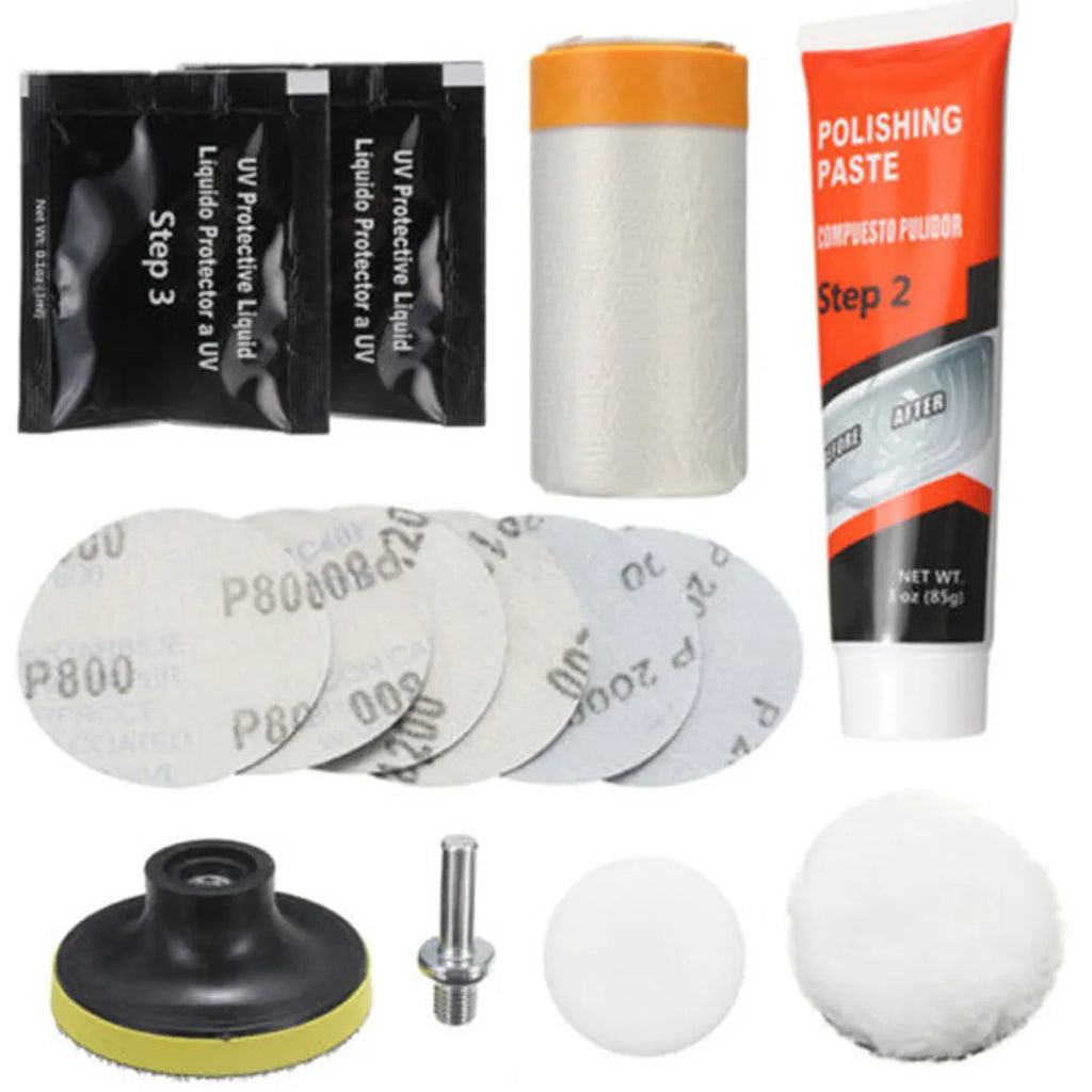 Carbon steel headlight light repair tool for vehicle and machine maintenance.