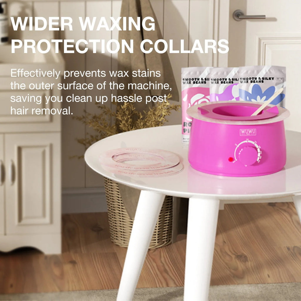 Professional waxing kit with black or pink wax warmer, hard wax beans, applicator sticks, post-treatment lotion and cooling masks.