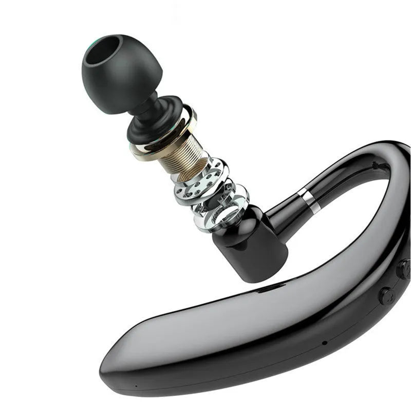 Single black wireless Bluetooth in-ear headset shown on a white background