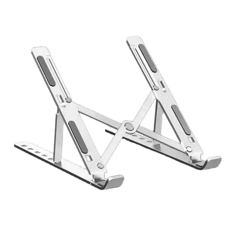 N3 aluminium alloy folding laptop stand in silver finish supporting a laptop