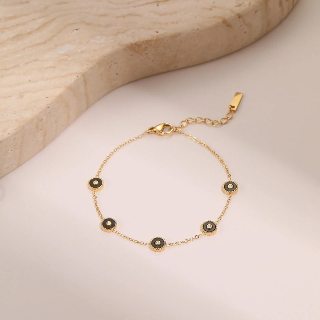 Light luxury fritillary stainless steel bracelet with 18K gold plating and geometric design