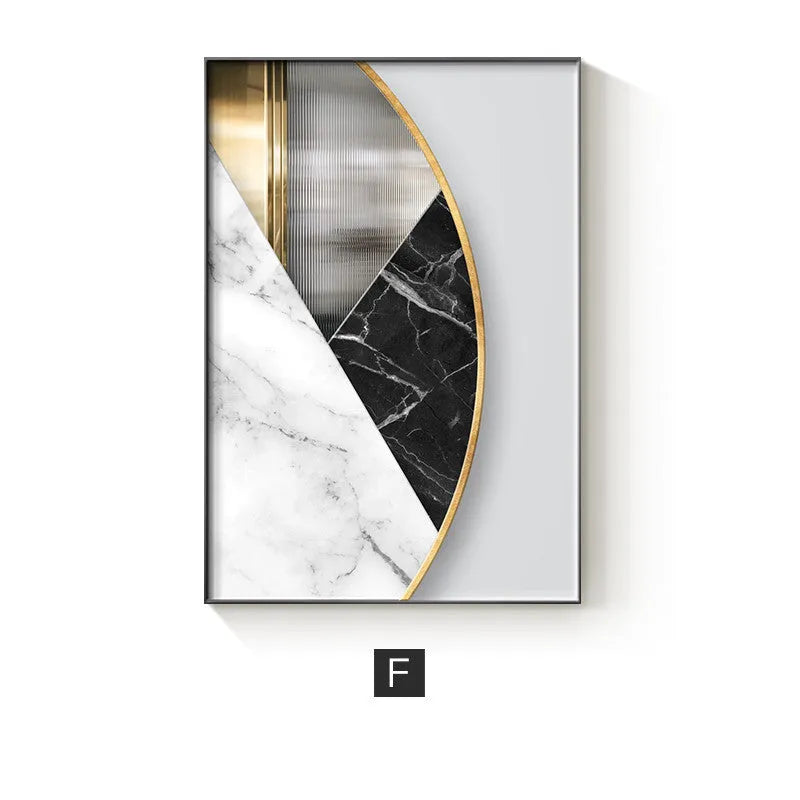 Abstract geometric pattern printed on canvas wall art poster in multiple size options