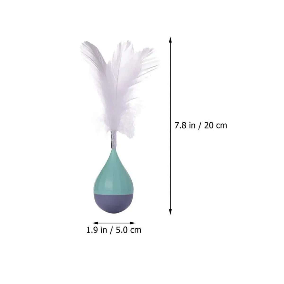 Green and pink feather tumbler cat toy with ABS plastic ball and goose feather attachment