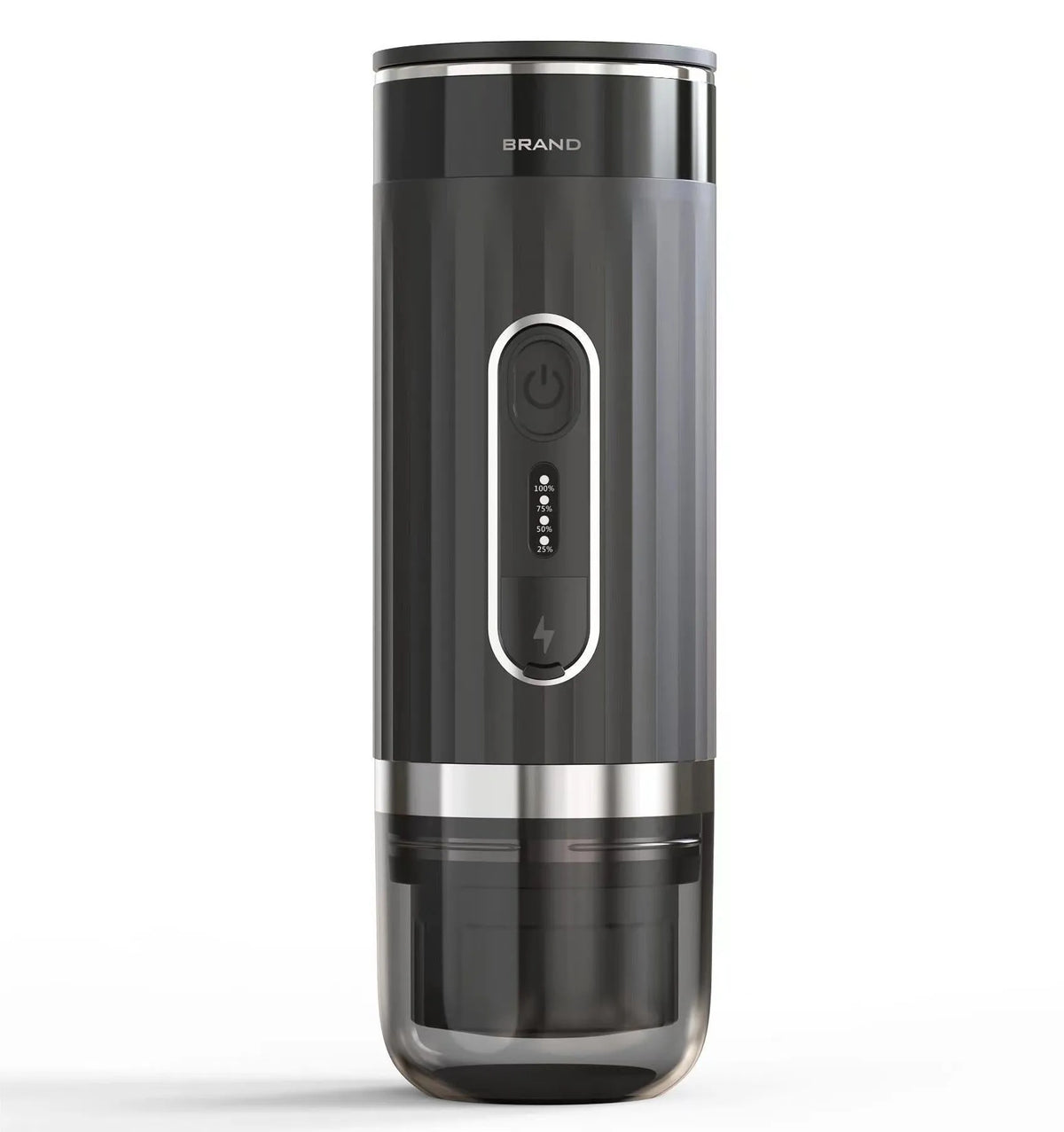 Black portable coffee machine for vehicles and outdoor use with K-cup capsule compatibility