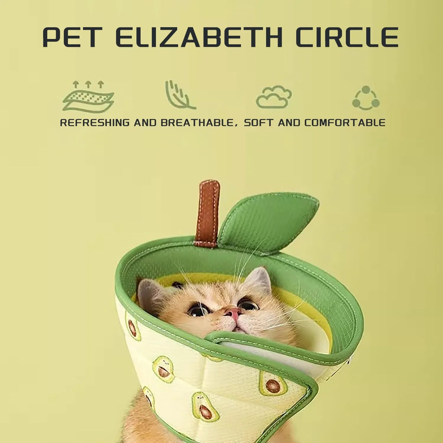 Soft adjustable cat recovery cone collar in EPE material with folding edges