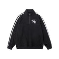 Black Hong Kong style polyester hoodie jacket with high street stand collar design
