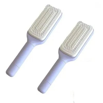 Roland purple self cleaning hair brush with rotating handle and anti-static bristles