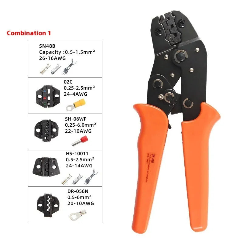SN-48B portable multi-wrench jaw terminal crimping pliers combination suit with four interchangeable jaw pairs