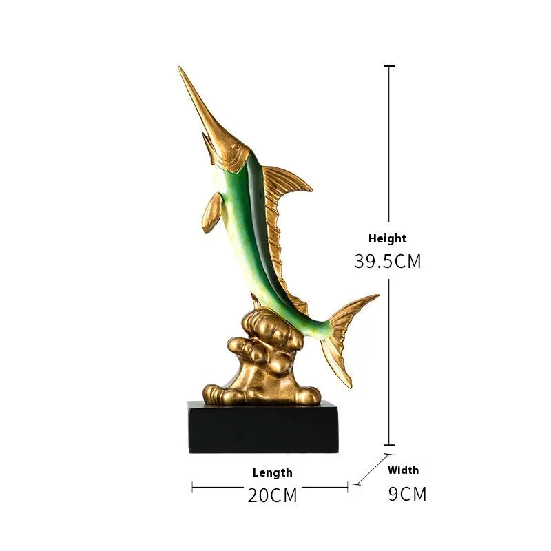 European swordfish decorative ornament in resin and plastic with four colour options