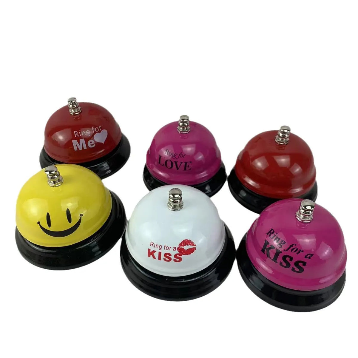 Iron game bell for classroom or restaurant use in various colours including green tea and rose kiss