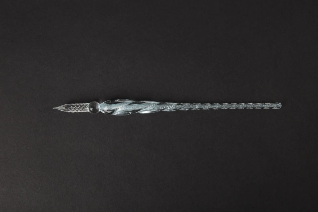Glass crystal pen with coloured glaze finish and transparent signature section