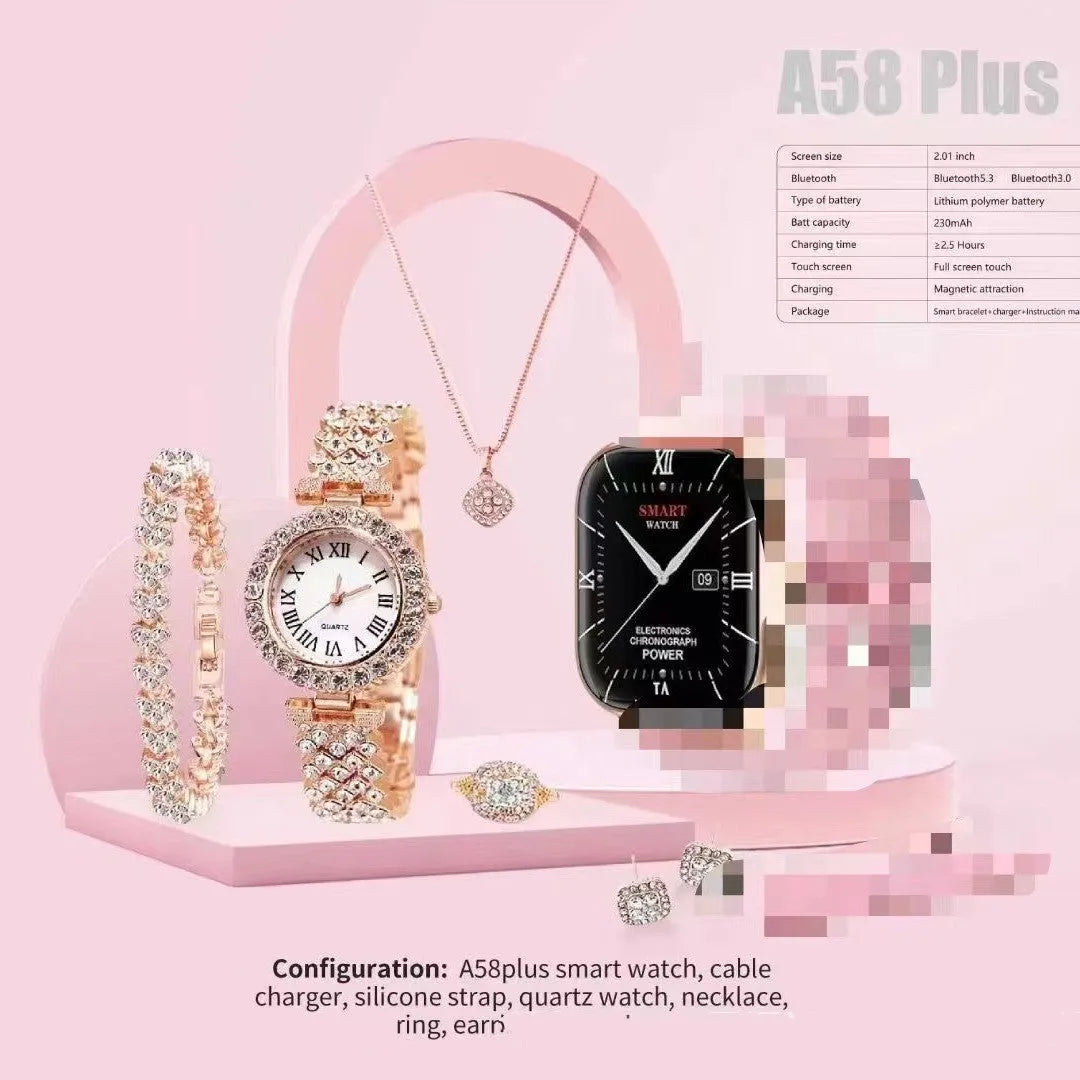 A58plus smart watch in black with touch screen display and adjustable head strap