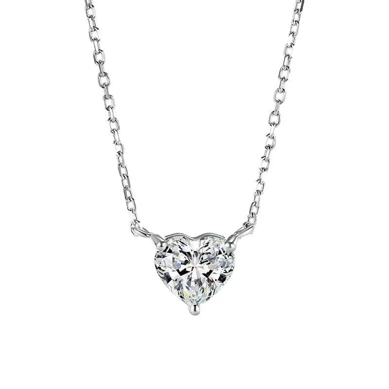 Silver-colour women's necklace with heart-shaped pendant in simple refined style
