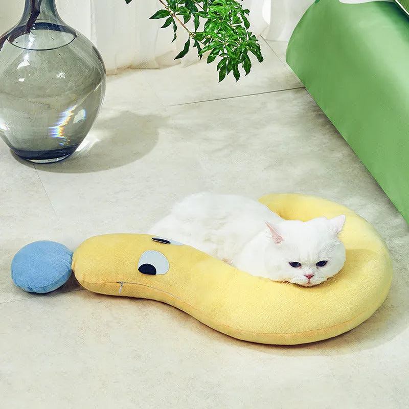 Blue and yellow pet pillow measuring 62x39 cm for cat and dog sleeping