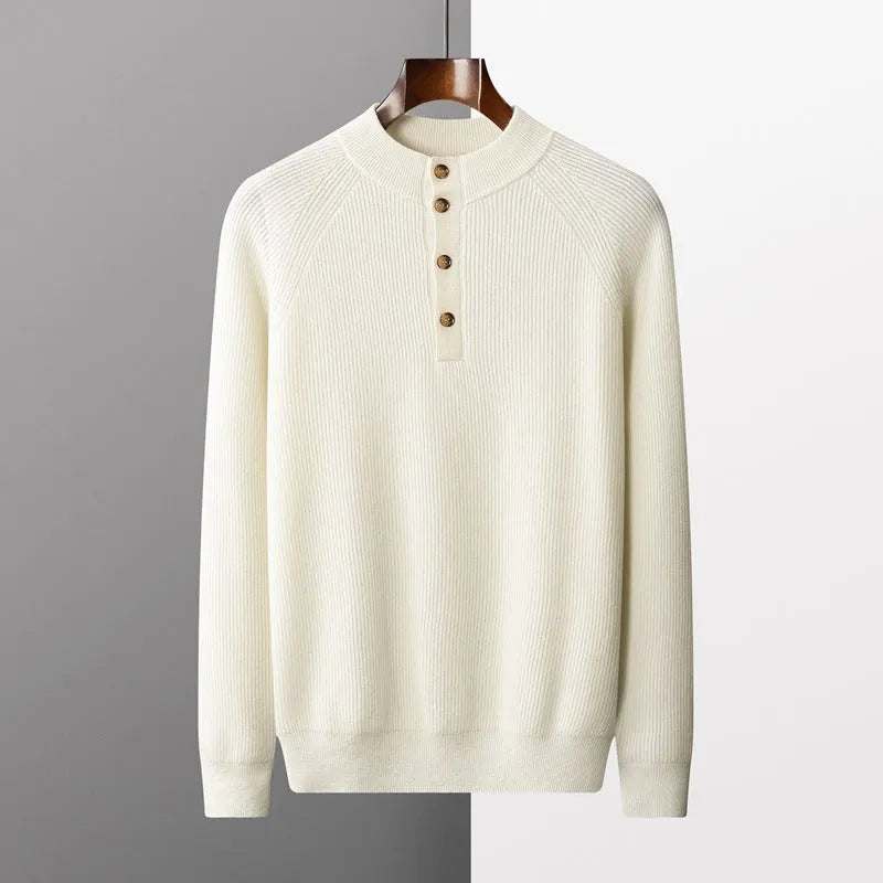 Half-height cardigan collar knitted jumper in white or dark blue, extra coarse wool, loose oversized pullover, sizes S-XXL