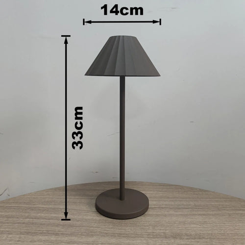 Alloy desk lamp with touch dimming controls and rechargeable battery in black, brown, sand or white finish