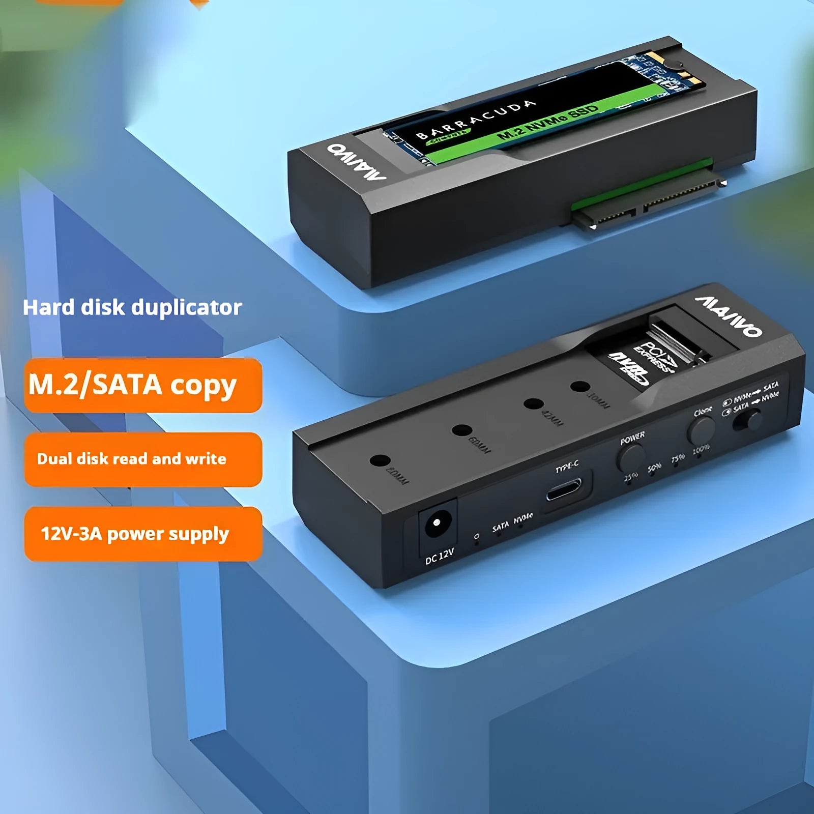 External mobile hard disk box for SSD enclosure with aluminium alloy shell and transparent cover