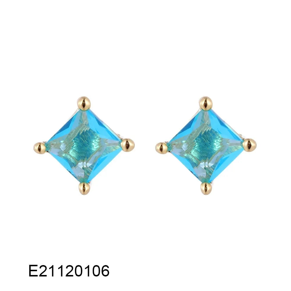 Brass gold-plated drop-shaped zircon pear earrings with electroplated finish in candy colours