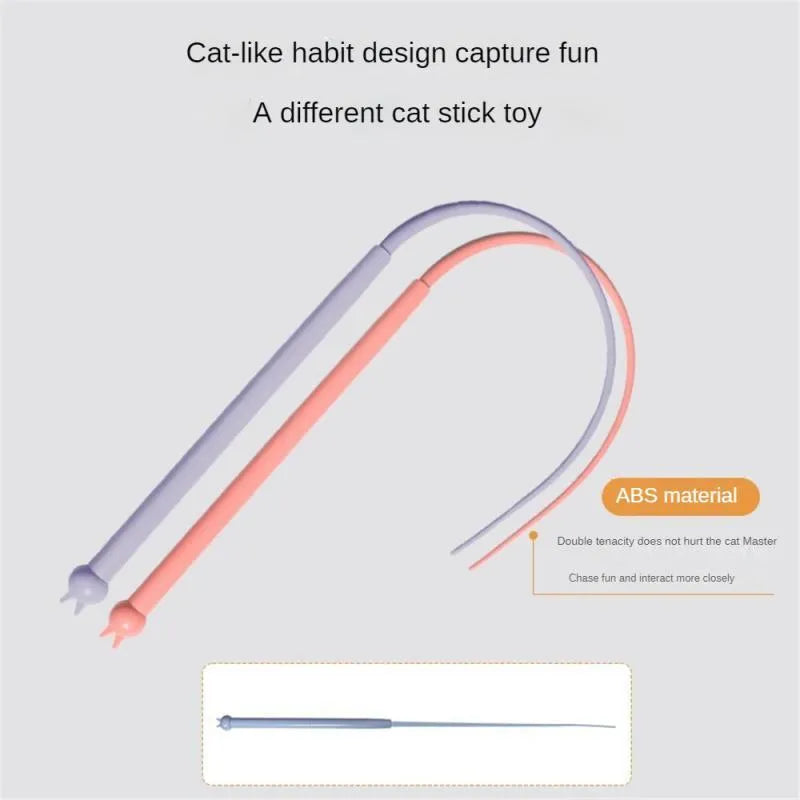 Blue simulated mouse tail cat toy with ABS handle and long silicone tail for interactive pet play