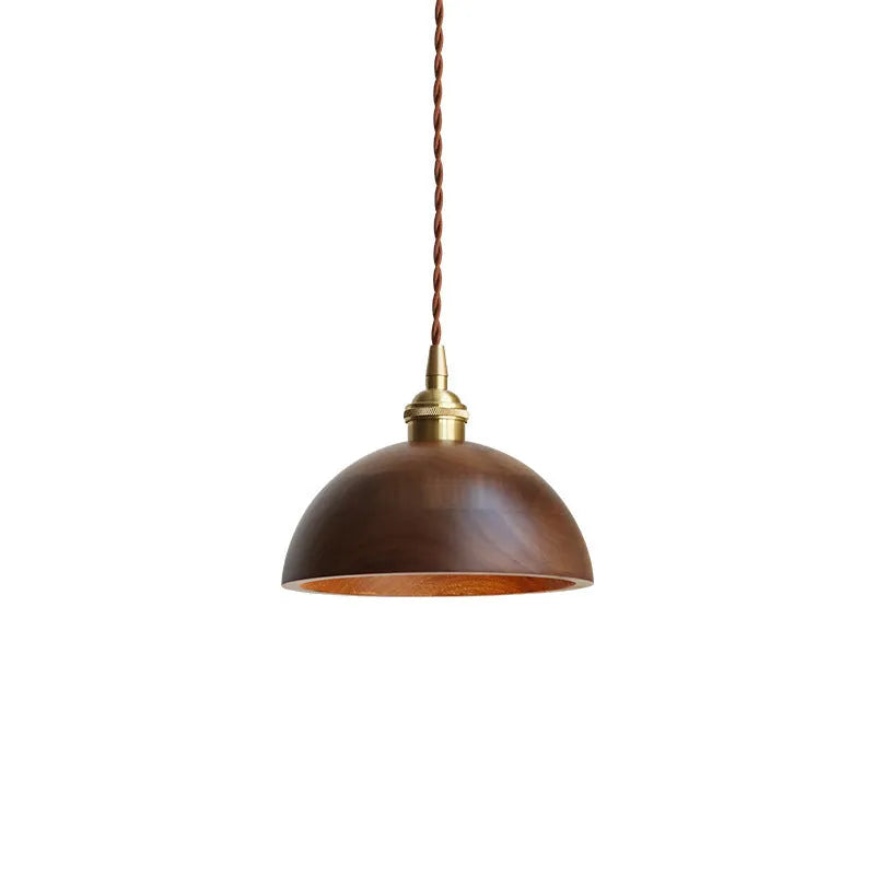 Copper wood art single-head droplight chandelier with an E27 socket.
