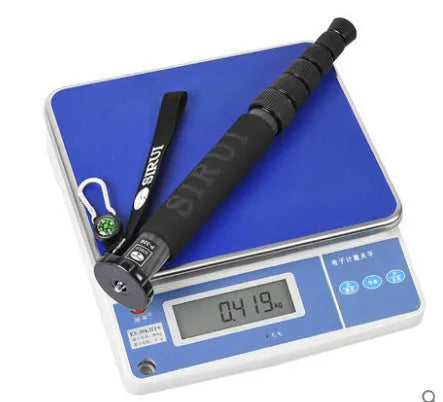 Black carbon fibre camera monopod fully extended with six telescoping sections