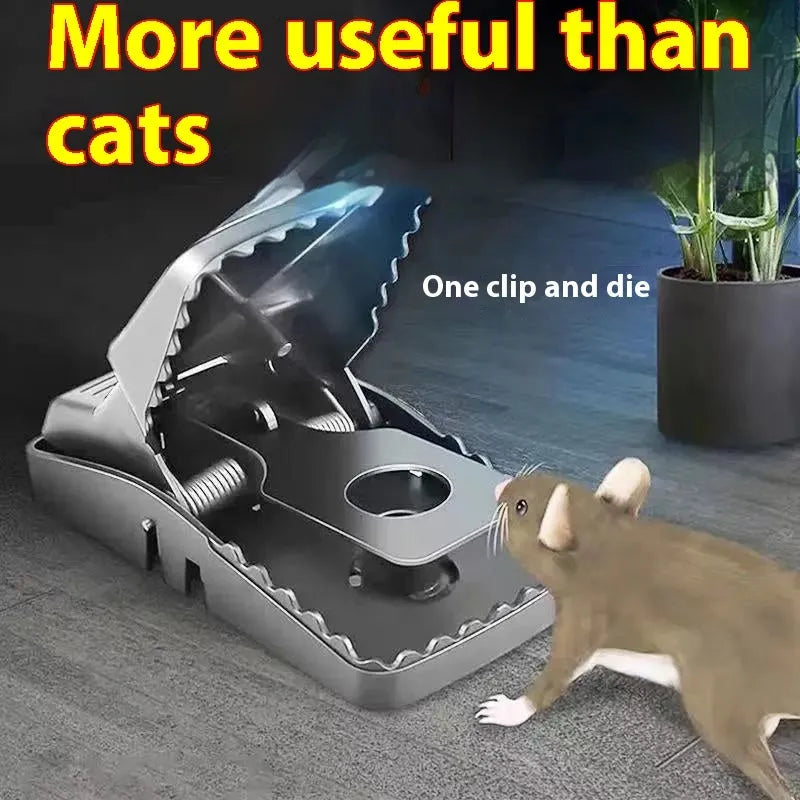 Large automatic metal mouse trap with iron clamp mechanism for indoor small macaque rat control