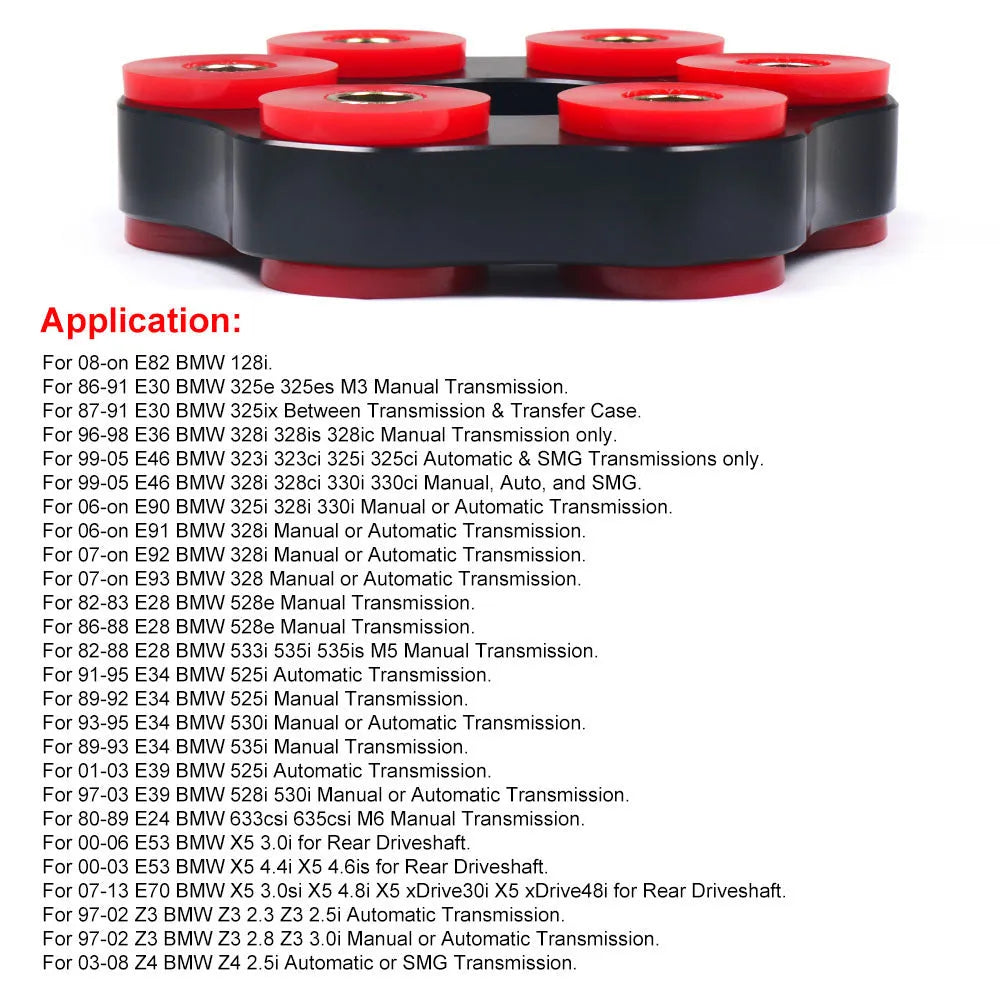 Red polyurethane aluminium drive shaft connecting plate bracket for BMW E46 E36 E30 M3 and E28 models